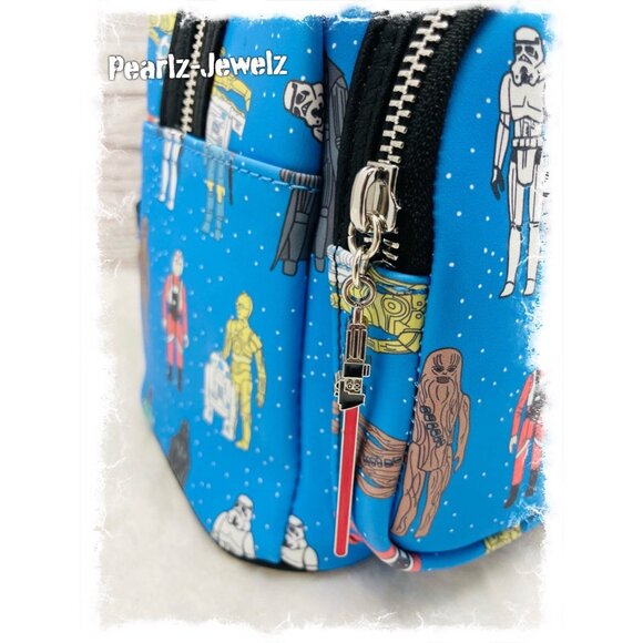 Loungefly Star Wars Action Figures Droid Blue Allover Print Mini Backpack NWT main image 6